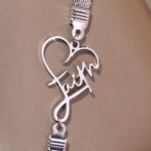 Stainless steel Faith heart design. Silver plated. Fast Ship. Top Seller